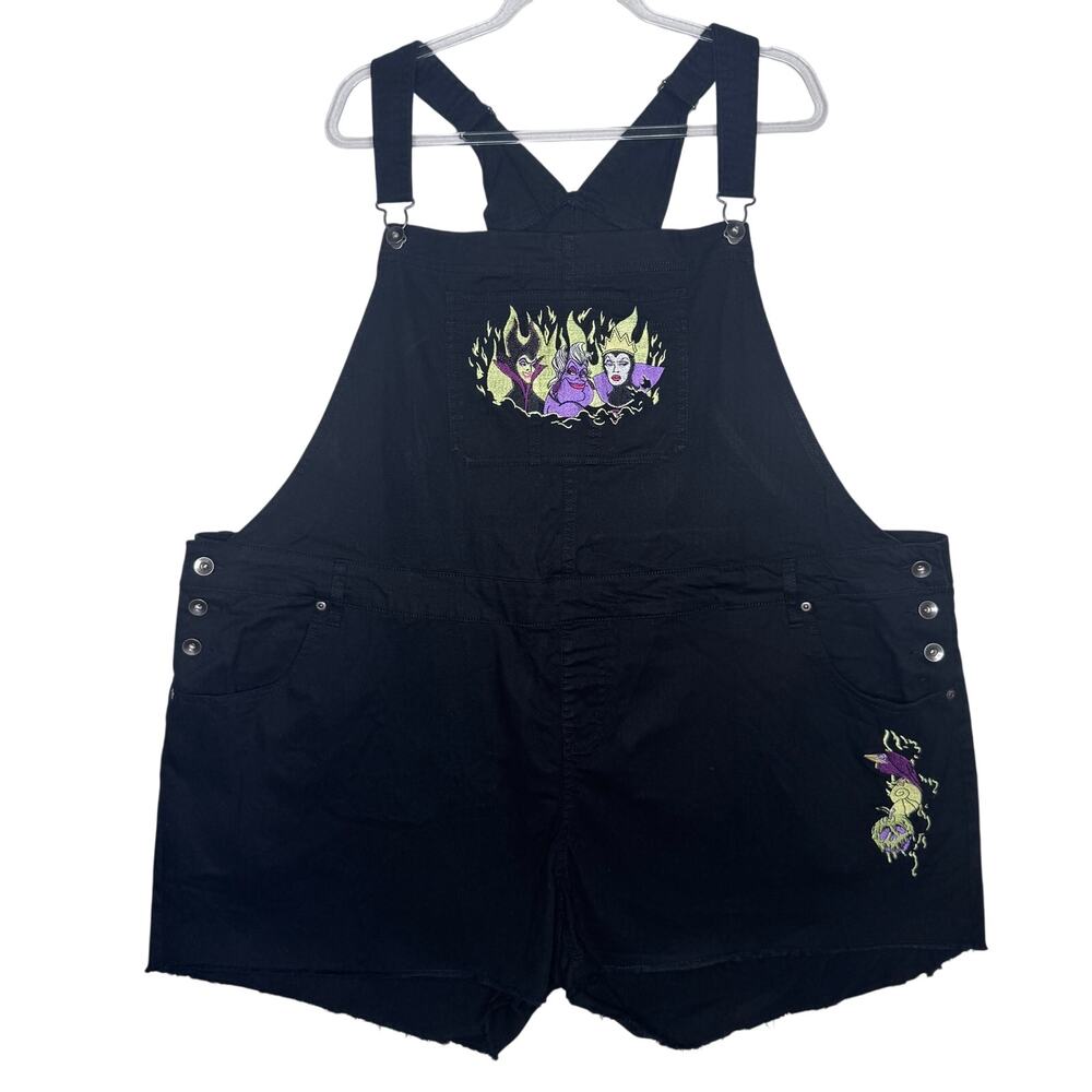 Disney Villains Black Embroidered Shortalls Overalls 4X Plus Size Poison Apple